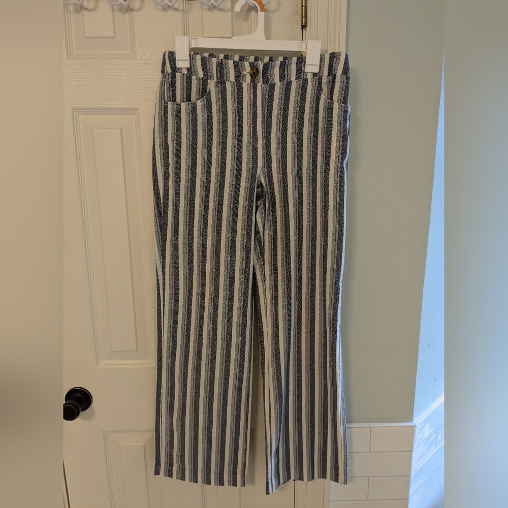 Chicos Striped Pants 100% Cotton Size 00